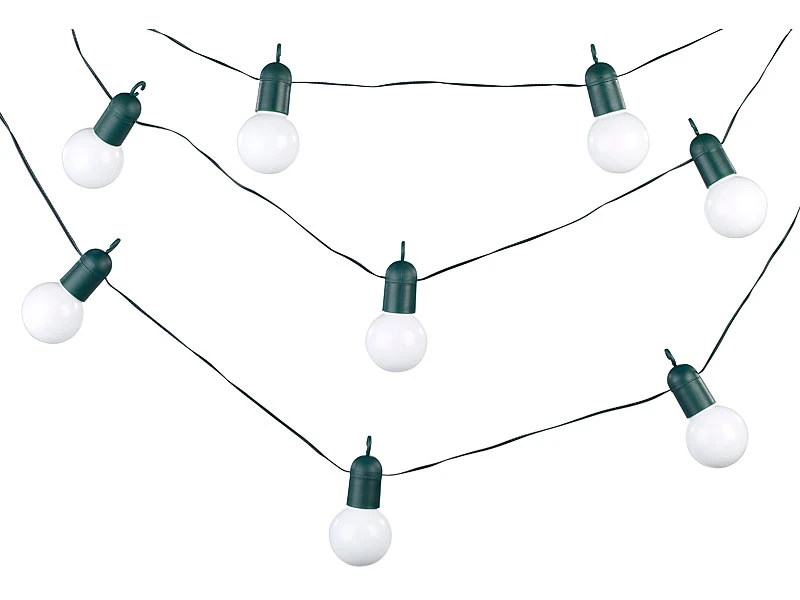 Lunartec Lichterkette Glühbirne:LED-Lichterkette Mit 20 Lämpchen, 1,2 Watt, Warmweiß, 475 Cm, IP44 – Bild 7