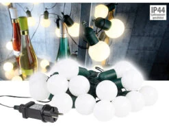 Lunartec Lichterkette Glühbirne:LED-Lichterkette Mit 20 Lämpchen, 1,2 Watt, Warmweiß, 475 Cm, IP44
