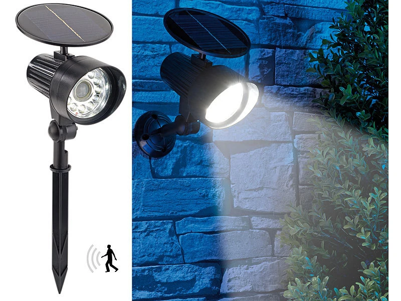 Royal Gardineer Solar Scheinwerfer:2er-Set 2in1-Solar-LED-Wand- Und Wegeleuchten Mit Licht- & PIR-Sensor – Bild 10