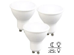 Luminea 3er-Set LED-Spot GU10, Lichtsensor, Tageslichtweiß 6000 K, 5 W, 300 Lm