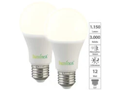 Luminea LED Leuchtmittel:2er-Set LED-Lampen, Bewegungs-/Lichtsensor, E27, 12W, 1150lm, Warmweiß