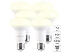 Luminea E27 R63:6er-Set LED-Reflektor E27, 8 W (ersetzt 60 W), 806 Lm, Warmweiß 3000 K