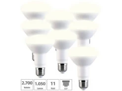 Luminea LED Strahler E27:8er-Set LED-Reflektor R80, E27 11W (ersetzt 100W) 950lm Warmeiß 2700K