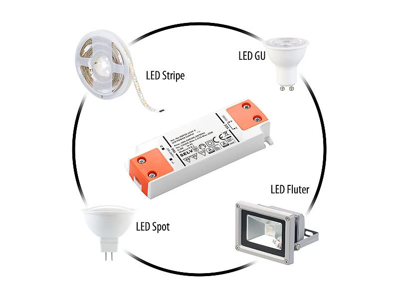 Revolt LED Trafo:LED-Transformator, 230V Auf 12V, Gesamtlast Bis 20 W, 103 X 35 X 16 Mm – Bild 3