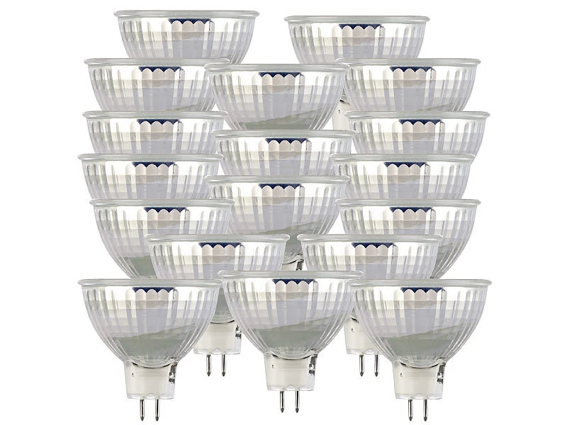 Luminea Gu5.3 Beleuchtung:18er-Set LED-Spot Mit Glasgehäuse GU5.3, 6 W, 500 Lm, 3000 K, F – Bild 2