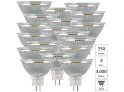 Luminea Einbaustrahler:18er-Set LED-Spots Mit Glasgehäuse GU5.3, 3 W, 250 Lm