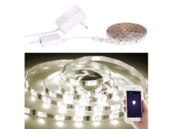 Luminea Flexible LED-Streifen:WLAN-LED-Streifen, 2m, Warmweiß, Amazon Alexa & Google Assistant Komp.