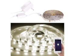 Luminea LED Glasbodenbeleuchtung:WLAN-LED-Streifen, Warmweiß, 5m, Amazon Alexa & Google Assistant Komp.