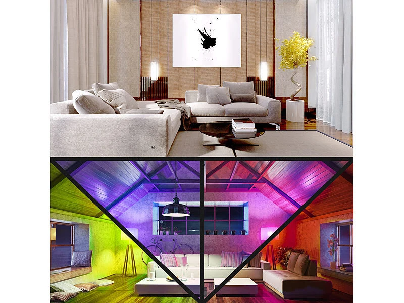 Luminea Home Control WLAN LED Lampe:10er-Set WLAN-LED-Spots, GU10, RGB-CCT 4,5Watt, 326 Lm, 45°, App – Bild 4