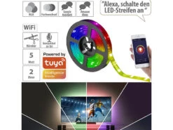 Luminea Home Control WLAN-LED-Lichterkette:2er Set USB-RGB-LED-Streifen Mit WLAN, App Und Sprachsteuerung, 2 M