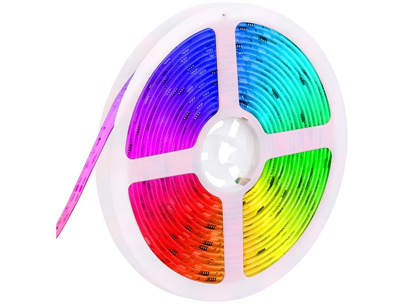 Luminea Home Control Alexa RGBIC LED Strips:2er-Set WLAN-RGBIC-LED-Lichtstreifen, App, Sprach- & Soundsteuerung,5m – Bild 8