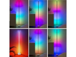 Luminea Home Control Eckleuchte:WLAN-Steh-/Eck-Leuchte Mit RGBW-IC-LEDs, 12 W, Dimmbar, App, Weiß