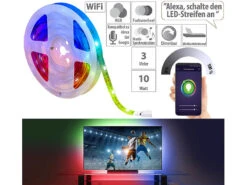 Luminea Home Control LED Strip:WLAN-RGB-LED-Streifen Mit App- Und Sprachsteuerung, USB, 3 M
