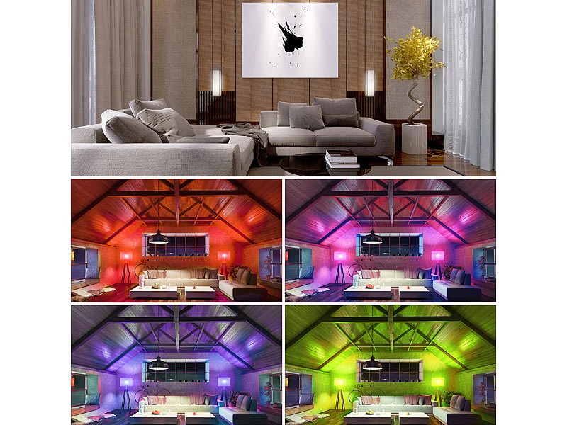 Luminea Home Control ZigBee LED RGBW:2er-Set LED-Lampen E27, RGB-CCT, 9W, 806 Lumen, ZigBee-kompatibel – Bild 7