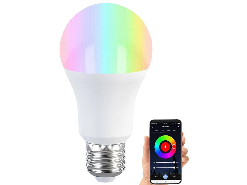 Luminea Home Control Lampen E27 Fassung:4er-Set LED-Lampen E27, RGB-CCT, 9W, 806 Lumen, ZigBee-kompatibel – Bild 16