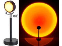 Lunartec Sonnenuntergangslampe:Sonnenuntergangs-LED-Projektionslicht, 10W, 180° Schwenkbar, USB, Alu