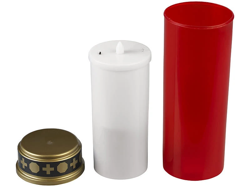 PEARL Kerzen:2er-Set XL-LED-Grablichter, Lichtsensor, Batteriebetrieb, 21 Cm, Rot – Bild 3