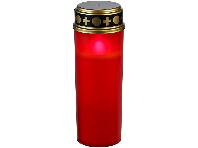 PEARL Kerzen:2er-Set XL-LED-Grablichter, Lichtsensor, Batteriebetrieb, 21 Cm, Rot – Bild 6