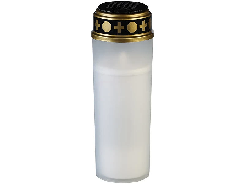 PEARL Grablaternen LED Solar:4er-Set XXL-Solar-LED-Grabkerze Mit Dauerlicht Und Akku, 21 Cm, Weiß – Bild 8