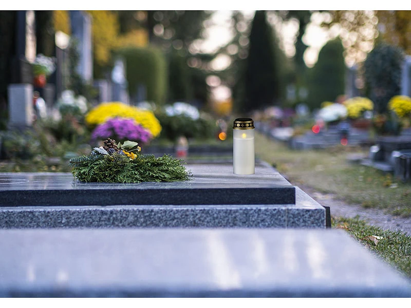 PEARL Grablaternen LED Solar:4er-Set XXL-Solar-LED-Grabkerze Mit Dauerlicht Und Akku, 21 Cm, Weiß – Bild 6