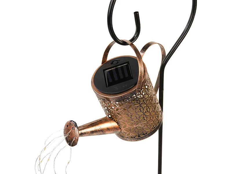 Lunartec Solar Lichterkette:Solar-Deko-Gießkanne Mit LED Beleuchtung Und Dämmerungssensor – Bild 4