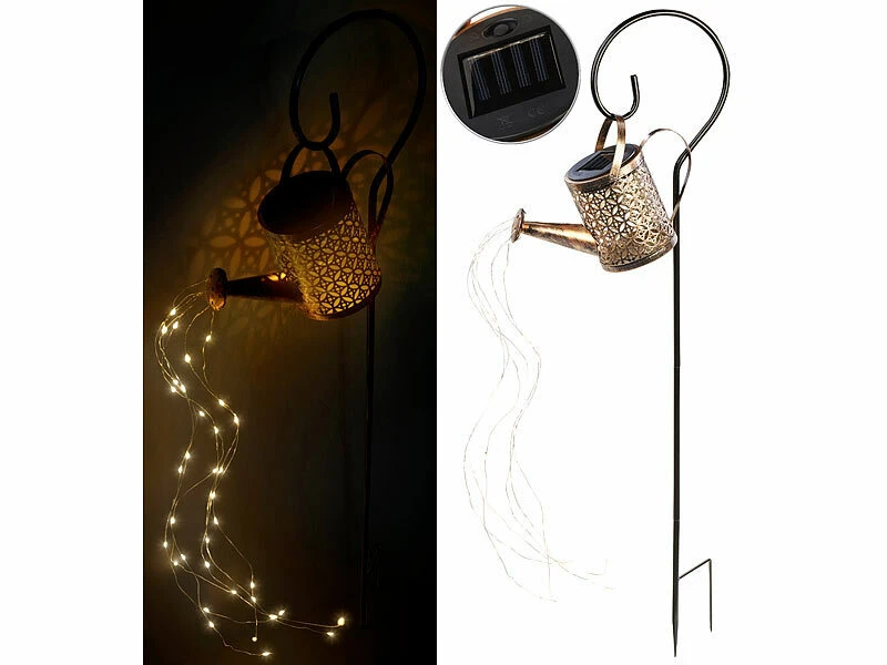 Lunartec Solar Lichterkette:Solar-Deko-Gießkanne Mit LED Beleuchtung Und Dämmerungssensor – Bild 2