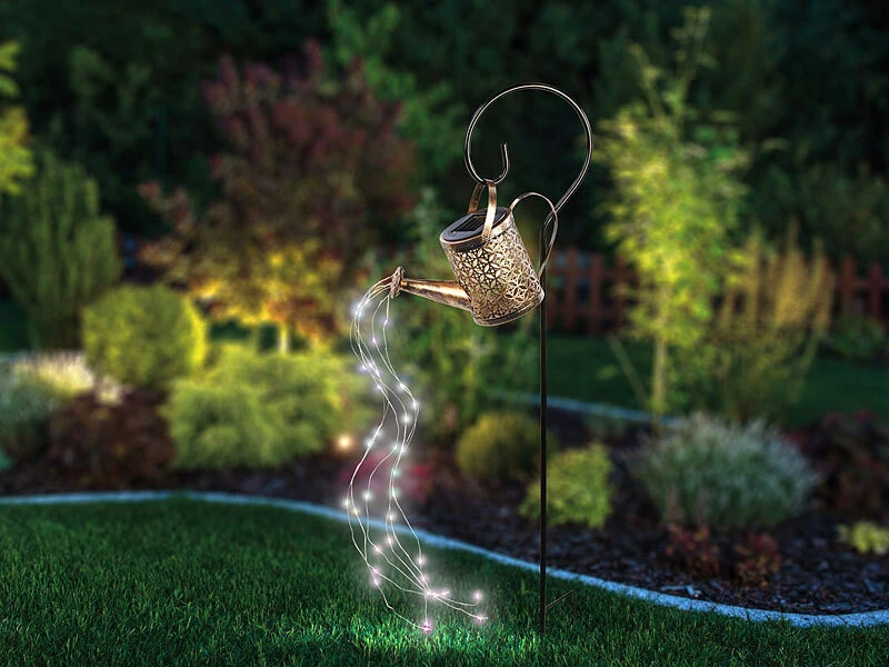 Lunartec Solar Lichterkette:Solar-Deko-Gießkanne Mit LED Beleuchtung Und Dämmerungssensor – Bild 7