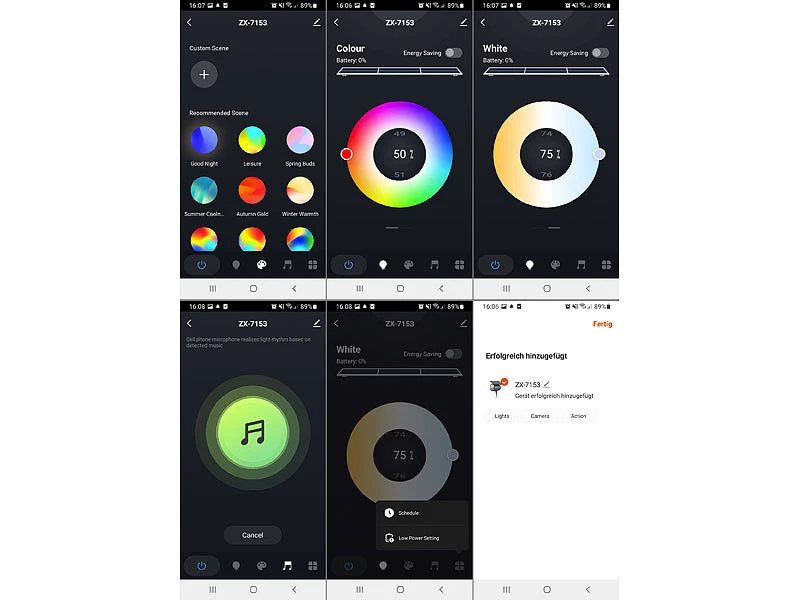 Lunartec Solarwindlicht:Smarte Solar-Laterne Aus Metall Mit RGB-CCT-LEDs 4er-Set Inkl. Gateway – Bild 7