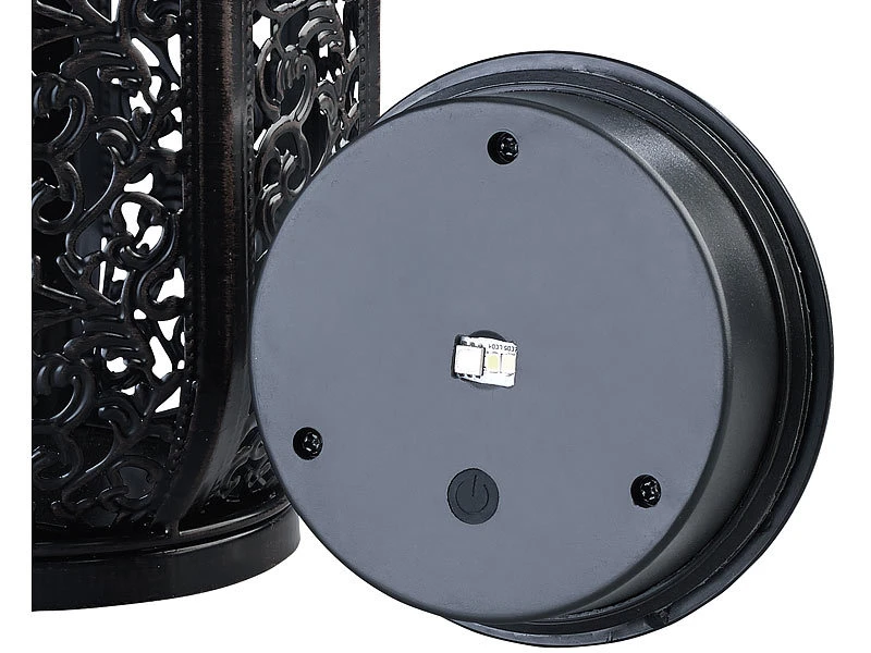 Lunartec Solarwindlicht:Smarte Solar-Laterne Aus Metall Mit RGB-CCT-LEDs 4er-Set Inkl. Gateway – Bild 9