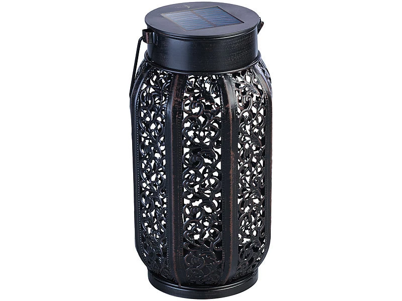 Lunartec Solarwindlicht:Smarte Solar-Laterne Aus Metall Mit RGB-CCT-LEDs 4er-Set Inkl. Gateway – Bild 11