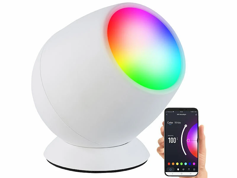 Luminea Home Control Lichtleiste:Smarte WLAN-Stimmungsleuchte, RGB-CCT-LEDs, 210 Lm, 2,2 W, USB, Weiß – Bild 3