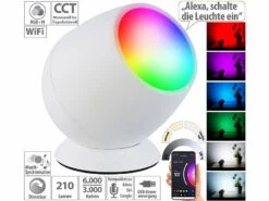 Luminea Home Control Lichtleiste:Smarte WLAN-Stimmungsleuchte, RGB-CCT-LEDs, 210 Lm, 2,2 W, USB, Weiß