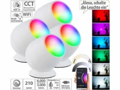 Luminea Home Control LED Light Bars:4er-Set WLAN-Stimmungsleuchten, RGB-CCT-LEDs, 210 Lm, 2,2 W, USB, Weiß