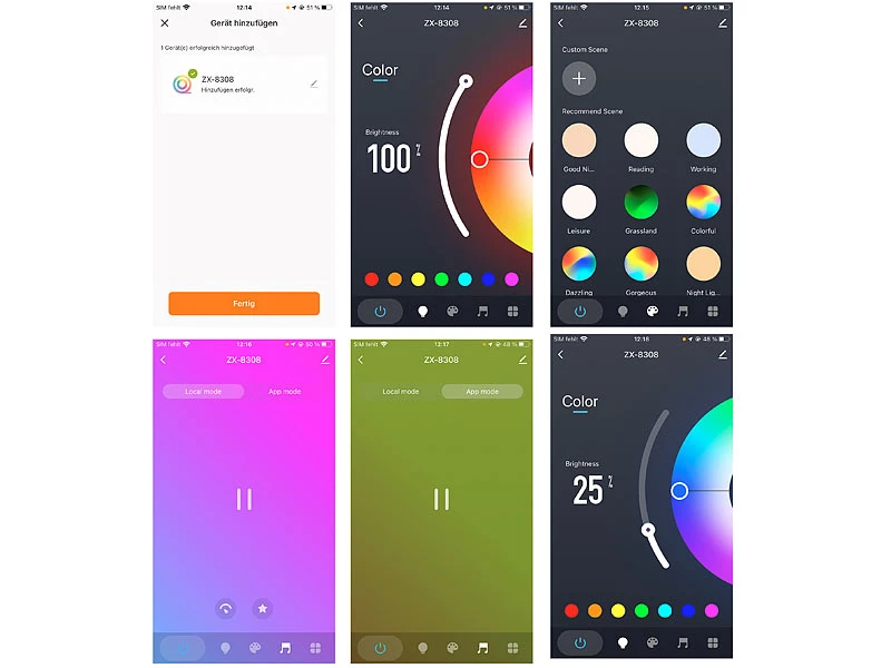 Luminea Home Control Sonnenuntergang Leuchte:Smart RGB-Sonnenuntergangs-LED-Projektionslicht, 15 W, 180°, WLAN, App – Bild 7