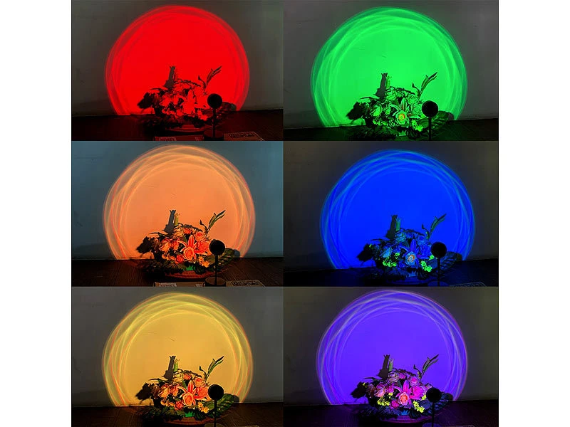 Luminea Home Control Sonnenuntergang Leuchte:Smart RGB-Sonnenuntergangs-LED-Projektionslicht, 15 W, 180°, WLAN, App – Bild 8