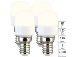 Luminea Kühlschrankbirne:4er-Set LED-Kühlschranklampen, E14, T25, 150 Lm, 2 W