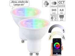 Luminea Home Control Wandspots GU10:2er-Set LED-Spots GU10, RGB-CCT, 4,8 W (ersetzt 35 W), Für ZigBee