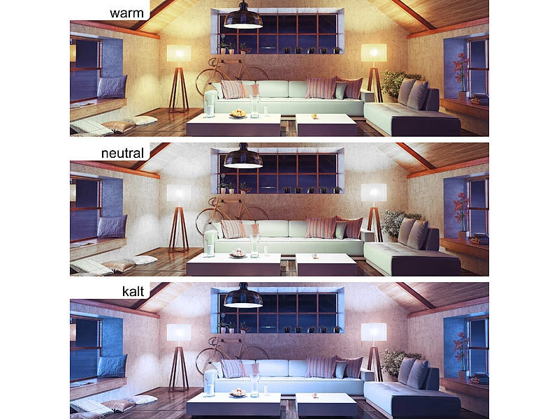 Luminea Home Control Smart Lampen GU10:4er-Set LED-Spots GU10, RGB-CCT, 4,8 W (ersetzt 35 W), Für ZigBee – Bild 5