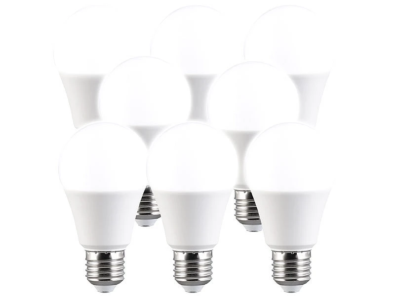 Luminea Neutralweiße LED-Lampen:8er-Set LED-Lampen Mit 3 Helligkeits-Stufen, 14 W, 1.521 Lm, 6500 K, F – Bild 3