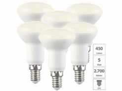 Luminea LED-Lampen E 14:6er-Set LED-Reflektoren, R50, Warmweiß, 450 Lm, E14, 5W (ersetzt 40W)